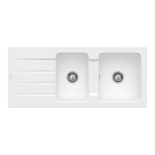 Villeroy & Boch Architectura 80mm 1160mm 1 and 3/4 Sink with Left Hand Drainboard and Overflow Alpine White