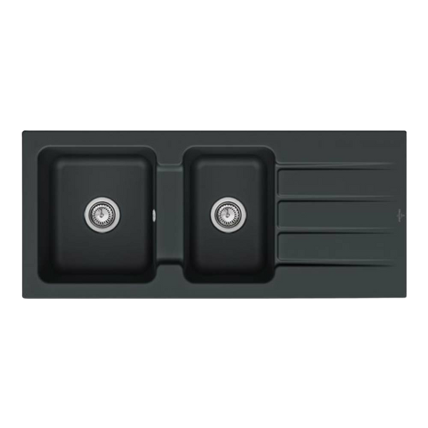 Villeroy & Boch Architectura 80mm 1160mm 1 and 3/4 Sink with Right Hand Drainboard and Overflow Pure Black