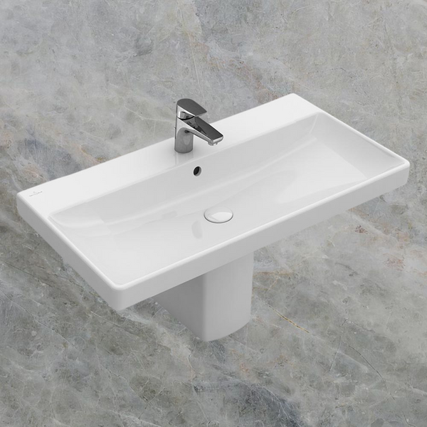 Villeroy & Boch Avento 800mm Rectangular Wall Hung Basin with Overflow 1 Tap Hole Alpine White