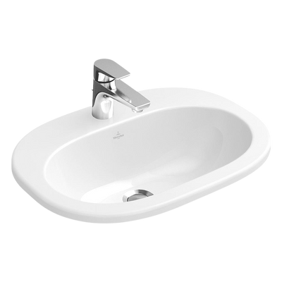 Villeroy & Boch O.Novo 560mm Oval Drop In Basin with Overflow 1 Tap Hole Alpine White