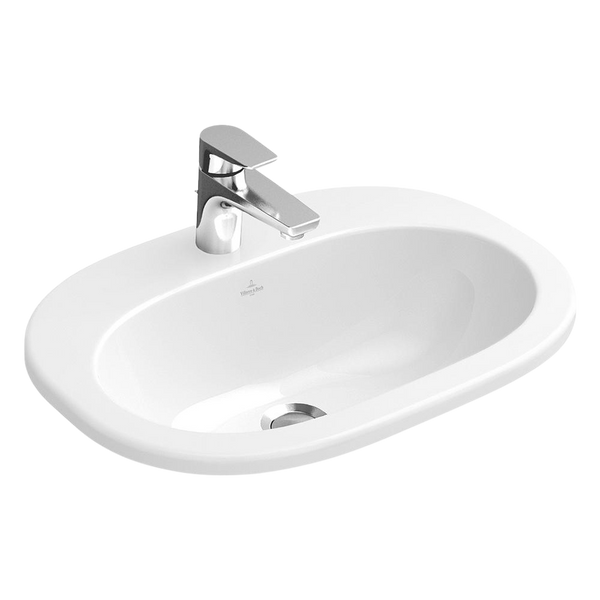 Villeroy & Boch O.Novo 560mm Oval Drop In Basin with Overflow 1 Tap Hole Alpine White