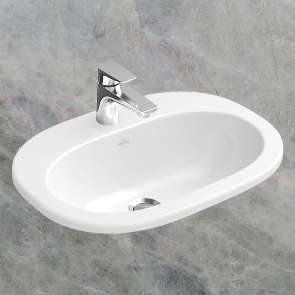 Villeroy & Boch O.Novo 560mm Oval Drop In Basin with Overflow 3 Tap Holes Alpine White