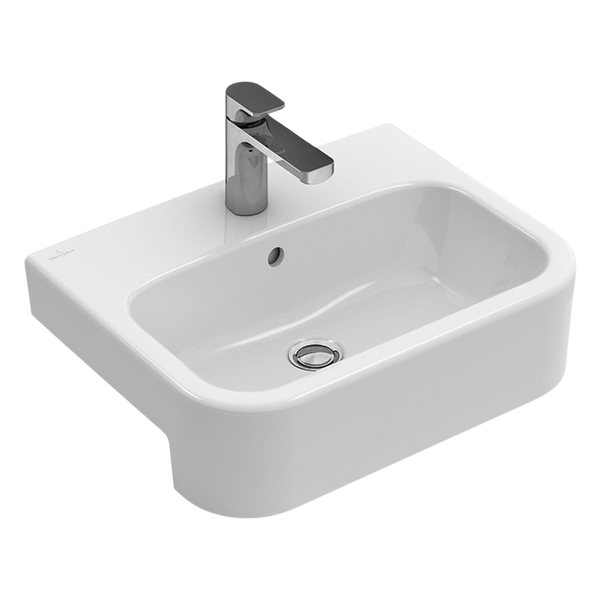 Villeroy & Boch Architectura 550mm Rectangular Semi Recessed Basin with Overflow 1 Tap Hole Alpine White