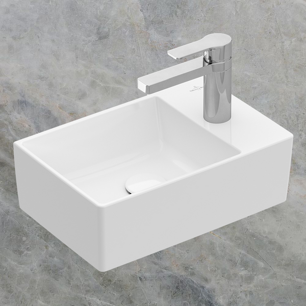 Villeroy & Boch Memento 2.0 400mm Rectangular Hand Wash Basin 1 Tap Hole Alpine White