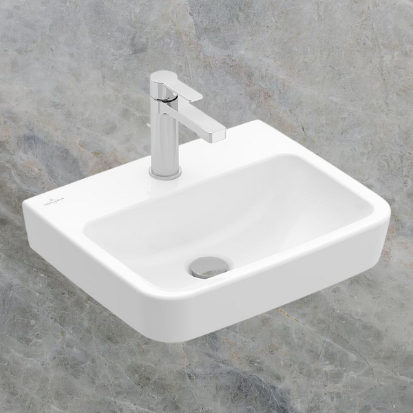 Villeroy & Boch O.Novo 2.0 500mm Rectangular Wall Hung Basin 1 Tap Hole Alpine White