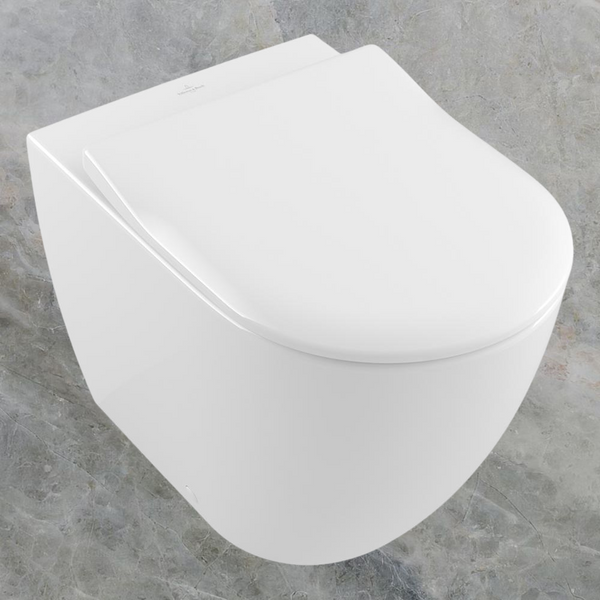 Villeroy & Boch Subway 3.0 TwistFlush Wall Faced Toilet Pan and Slim Seat CeramicPlus Alpine White