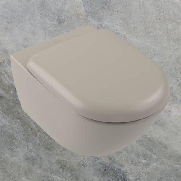 Villeroy & Boch Antao TwistFlush Wall Hung Toilet Pan and Seat Almond
