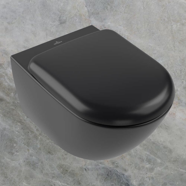 Villeroy & Boch Antao TwistFlush Wall Hung Toilet Pan and Seat Pure Black