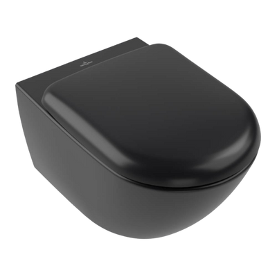 Villeroy & Boch Antao TwistFlush Wall Hung Toilet Pan and Seat Pure Black