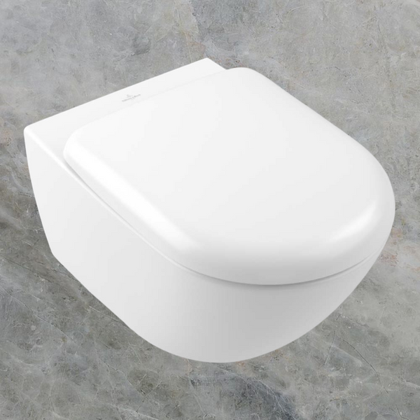 Villeroy & Boch Antao TwistFlush Wall Hung Toilet Pan and Seat Stone White