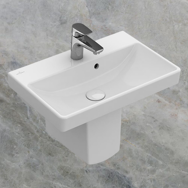 Villeroy & Boch Avento 550mm Rectangular Wall Hung Basin with Overflow 1 Tap Hole Alpine White