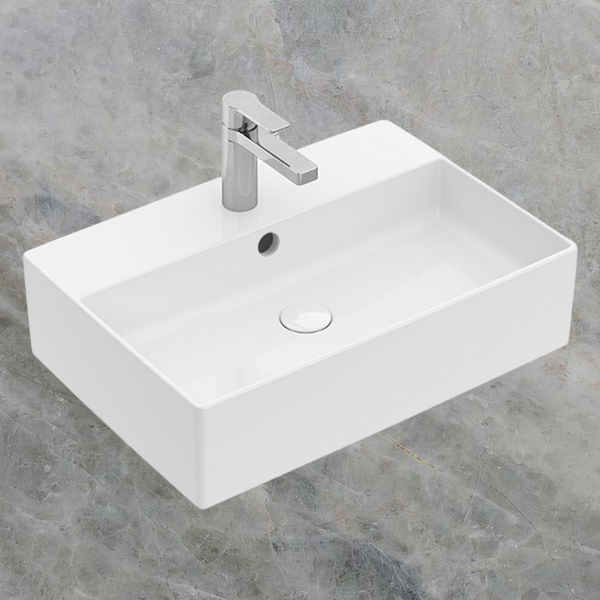 Villeroy & Boch Memento 2.0 500mm Rectangular Counter Top Basin with Overflow 1 Tap Hole Alpine White