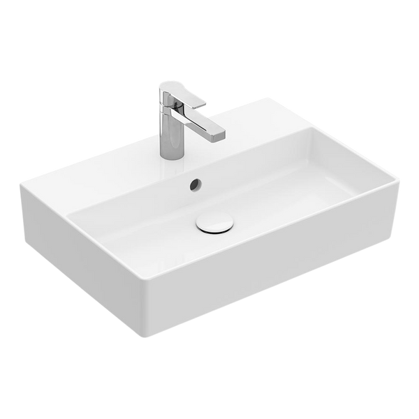 Villeroy & Boch Memento 2.0 600mm Rectangular Wall Hung Basin with Overflow 1 Tap Hole Alpine White