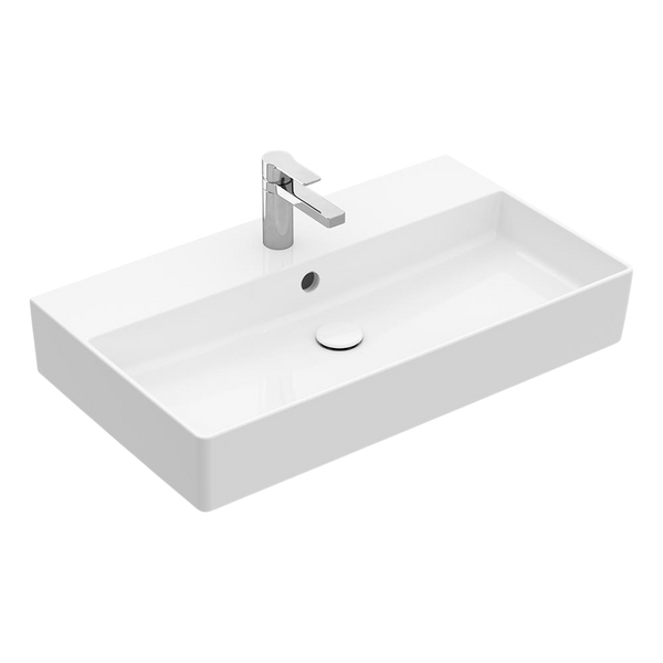 Villeroy & Boch Memento 2.0 800mm Rectangular Wall Hung Basin with Overflow 1 Tap Hole Alpine White