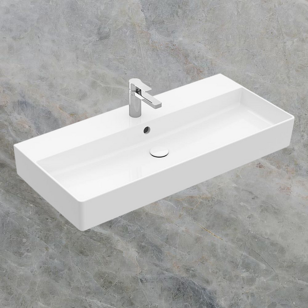 Villeroy & Boch Memento 2.0 1000mm Rectangular Wall Hung Basin with Overflow 1 Tap Hole Alpine White