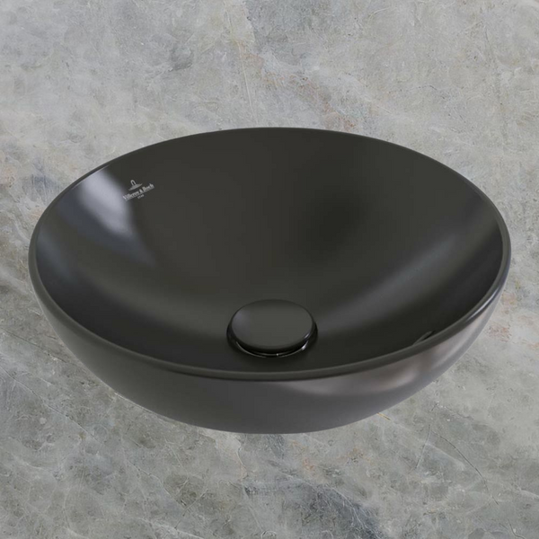 Villeroy & Boch Loop Slim 380mm Round Vessel Basin with Overflow Pure Black