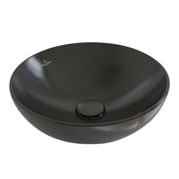 Villeroy & Boch Loop Slim 380mm Round Vessel Basin with Overflow Pure Black