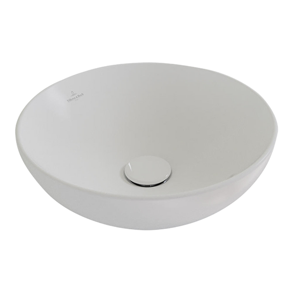 Villeroy & Boch Loop Slim 380mm Round Vessel Basin with Overflow Stone White