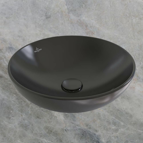 Villeroy & Boch Loop Slim 420mm Round Vessel Basin with Overflow Pure Black