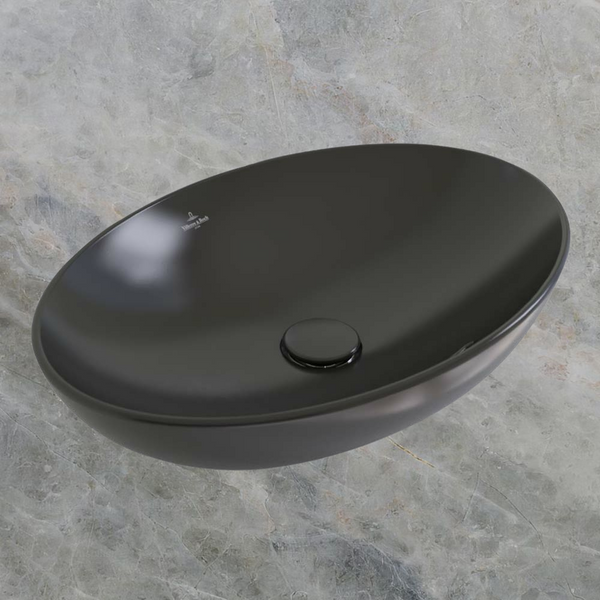 Villeroy & Boch Loop Slim 560mm Oval Vessel Basin with Overflow Pure Black