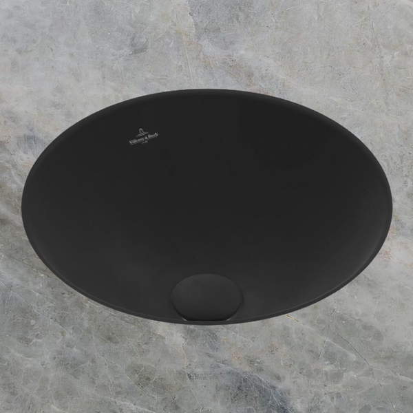 Villeroy & Boch Loop Slim 330mm Round Under Counter Basin with Overflow Pure Black