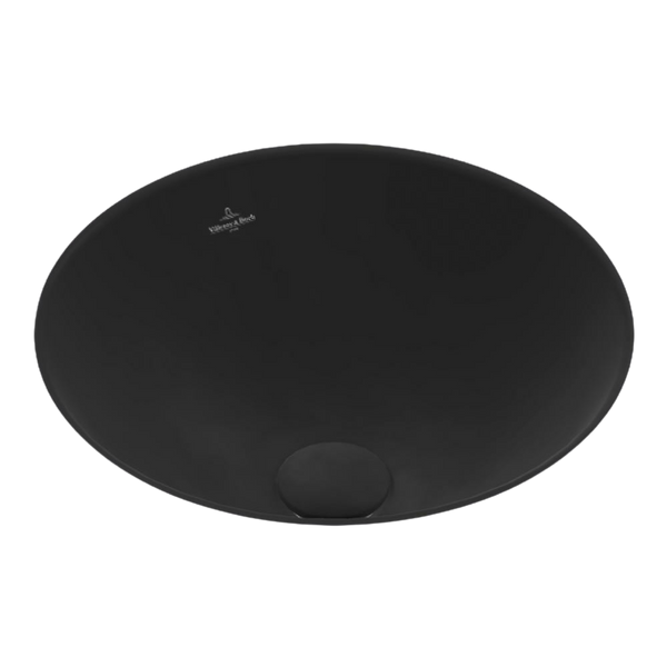 Villeroy & Boch Loop Slim 330mm Round Under Counter Basin with Overflow Pure Black