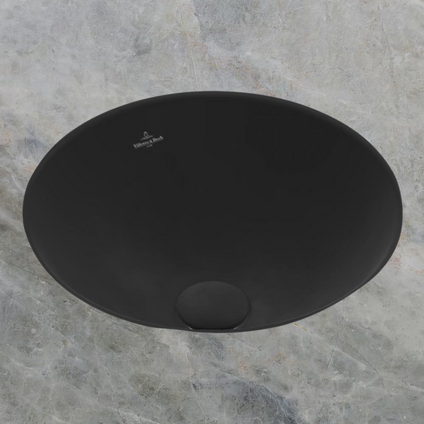 Villeroy & Boch Loop Slim 380mm Round Under Counter Basin with Overflow Pure Black