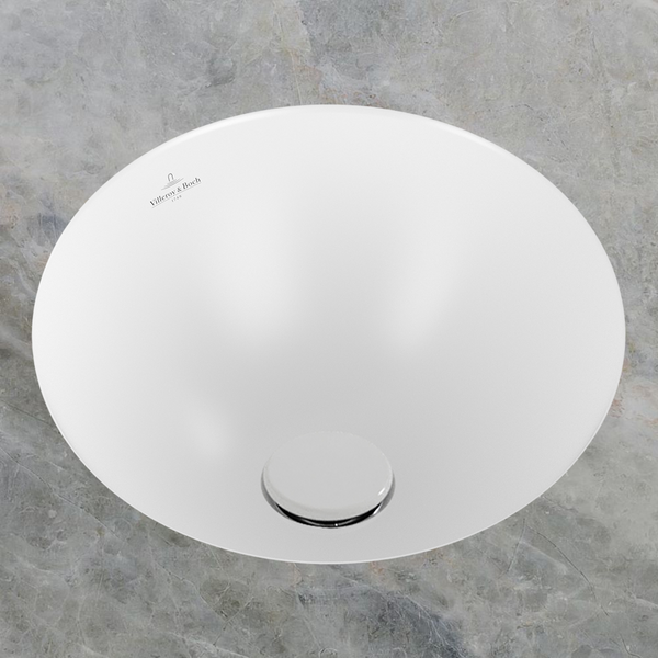 Villeroy & Boch Loop Slim 380mm Round Under Counter Basin with Overflow Stone White