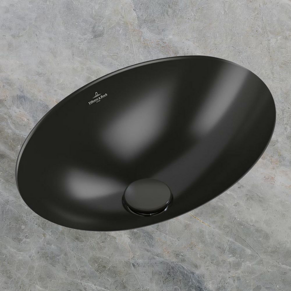 Villeroy & Boch Loop Slim 430mm Oval Under Counter Basin with Overflow Pure Black