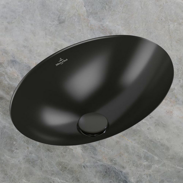 Villeroy & Boch Loop Slim 485mm Oval Under Counter Basin with Overflow Pure Black