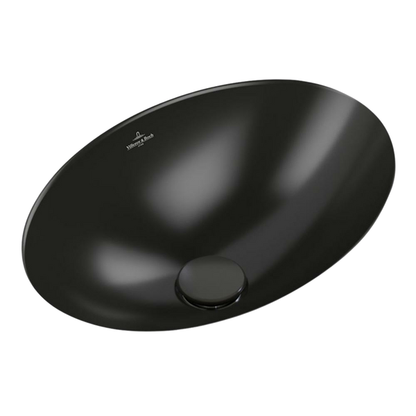 Villeroy & Boch Loop Slim 485mm Oval Under Counter Basin with Overflow Pure Black