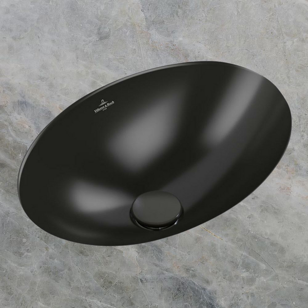 Villeroy & Boch Loop Slim 560mm Oval Under Counter Basin with Overflow Pure Black