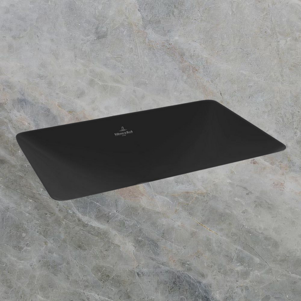 Villeroy & Boch Loop Slim 450mm Rectangular Under Counter Basin with Overflow Pure Black
