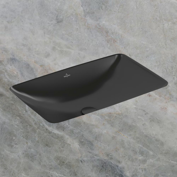 Villeroy & Boch Loop Slim 615mm Rectangular Under Counter Basin with Overflow Pure Black