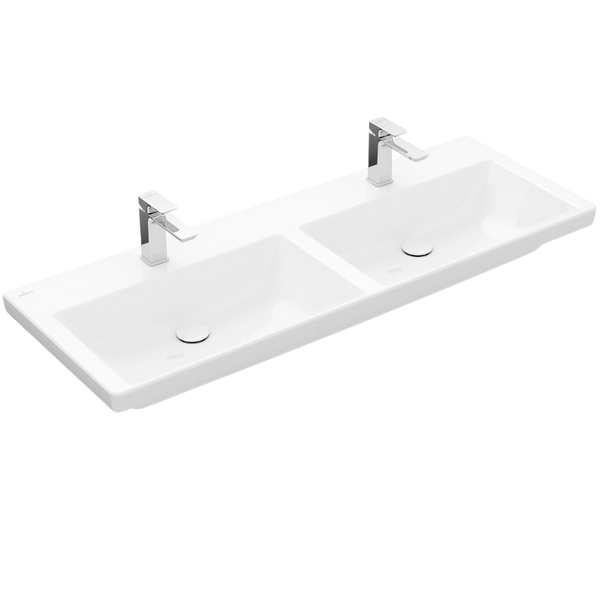 Villeroy & Boch Subway 3.0 1300mm Double Wall Hung Basin 2 Tap Holes Alpine White