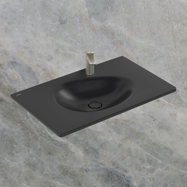 Villeroy & Boch Antao 800mm Wall Hung Basin 1 Tap Hole Pure Black