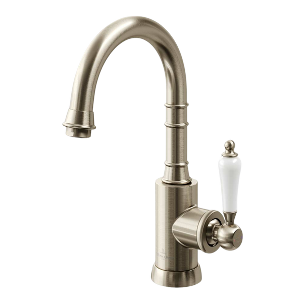 Villeroy & Boch Avia 2.0 Gooseneck Basin Mixer Ceramic Lever Brushed Nickel Lead Free