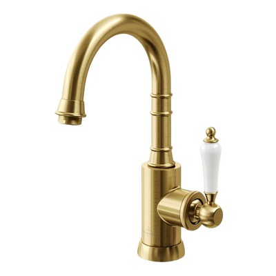Villeroy & Boch Avia 2.0 Gooseneck Basin Mixer Ceramic Lever Brushed Gold Lead Free