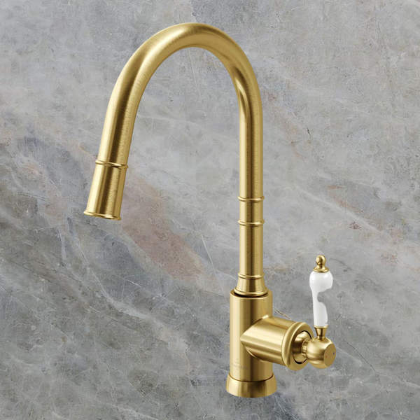 Villeroy & Boch Avia 2.0 Kitchen Mixer Pull Out Spray Ceramic Lever Brushed Gold Lead Free