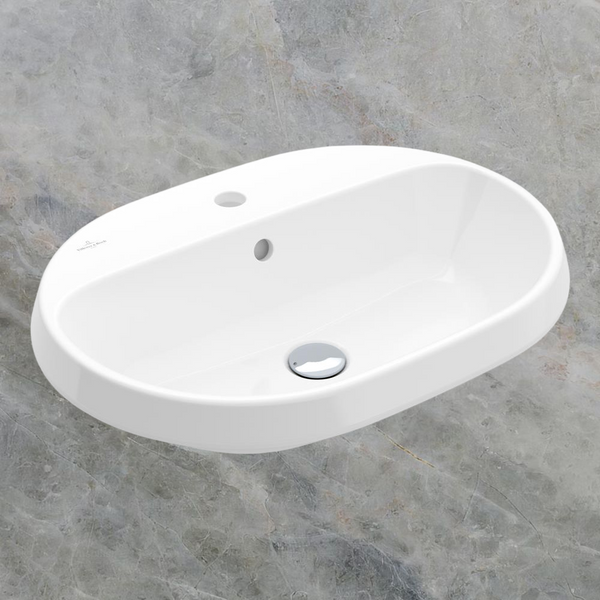 Villeroy & Boch Architectura 2.0 600mm Oval Drop In Basin with Overflow 1 Tap Hole Alpine White