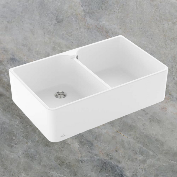 Villeroy & Boch Subway Butler 80X 795mm Rectangular Double Sink with Overflow Stone White