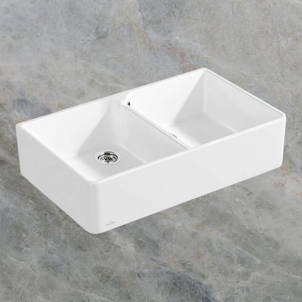 Villeroy & Boch Subway Butler 90X 900mm Rectangular Double Sink with Overflow Alpine White