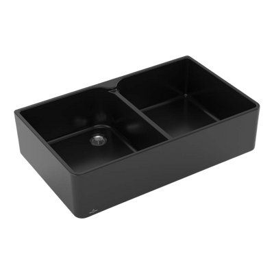 Villeroy & Boch Subway Butler 90X 900mm Rectangular Double Sink with Overflow Pure Black