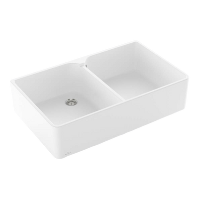 Villeroy & Boch Subway Butler 90X 900mm Rectangular Double Sink with Overflow Stone White