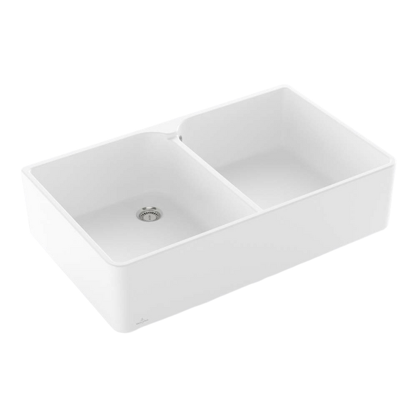 Villeroy & Boch Subway Butler 90X 900mm Rectangular Double Sink with Overflow Stone White