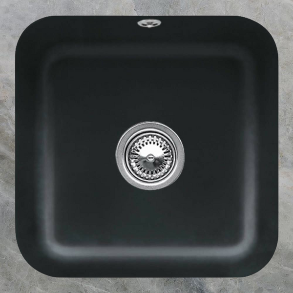 Villeroy & Boch Cisterna 50 445mm Square Under Counter Sink with Overflow Pure Black
