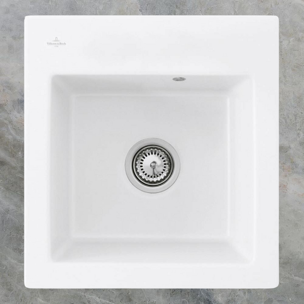 Villeroy & Boch Subway XS 475mm Square Sink with Overflow 1 Tap Hole Stone White