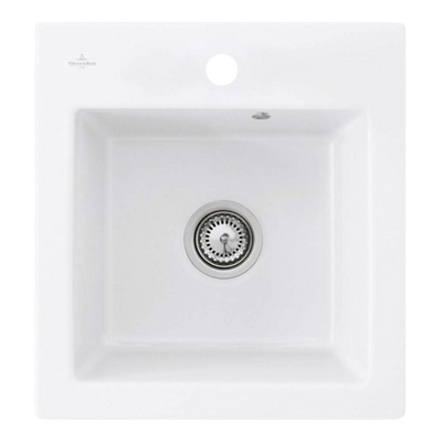 Villeroy & Boch Subway XS 475mm Square Sink with Overflow 1 Tap Hole Stone White