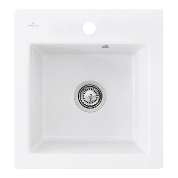Villeroy & Boch Subway XS 475mm Square Sink with Overflow 1 Tap Hole Stone White