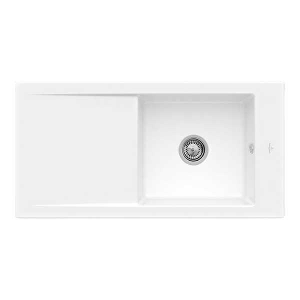 Villeroy & Boch Timeline 60 1000mm Sink with Left Hand Drainboard and Overflow Alpine White